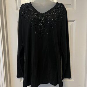 Susan Graver Black Beaded Top